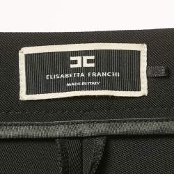 Pre Owned Elisabetta Franchi Black Drill Jersey Trousers L