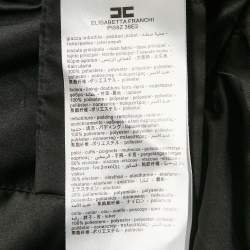 Pre Owned Elisabetta Franchi Black Faux Shearling Collar Synthetic Puffer Coat S