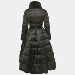 Pre Owned Elisabetta Franchi Black Faux Shearling Collar Synthetic Puffer Coat S