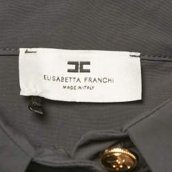 Pre Owned Elisabetta Franchi Grey Synthetic Crop Top & Trousers Set M