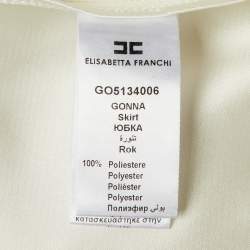 Pre Owned Elisabetta Franchi White Satin Crisscross Detail High Low Skirt S