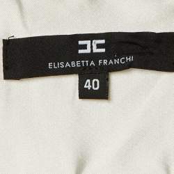 Pre Owned Elisabetta Franchi White Satin Crisscross Detail High Low Skirt S