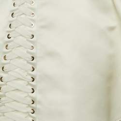 Pre Owned Elisabetta Franchi White Satin Crisscross Detail High Low Skirt S