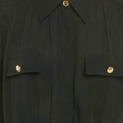 مملوكة مسبقًا Elisabetta Franchi Black Georgette Buckle Detail Crop Shirt L