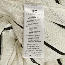 Pre Owned Elisabetta Franchi White Striped Knit Open Back Maxi Dress M