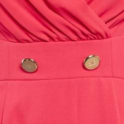 مملوكة مسبقًا Elisabetta Franchi Pink Crepe V-Neck Mini Dress S