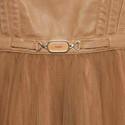 مملوكة مسبقًا فستان ميدي إليزابيتا فرانشي شبكة وجلد بني صناعي مقاس متوسط - ميديوم