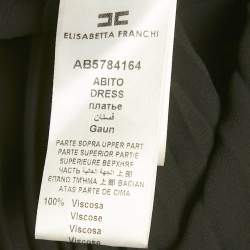 Pre Owned Elisabetta Franchi Black Plisse Halter Neck Tie Detail Sheer Dress S