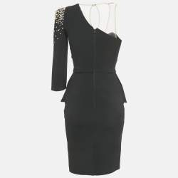 مملوكة مسبقًا فستان إليزابيتا فرانشي قصير مزين بحبات سوداء من الكريب حجم صغير