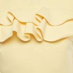 Pre Owned Elisabetta Franchi Yellow Crepe Ruffled High-Low Top S