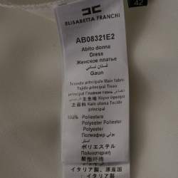Pre Owned Elisabetta Franchi White Crepe Pleated Mini Shirt Dress M
