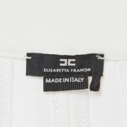 Pre Owned Elisabetta Franchi White Crepe Pleated Mini Shirt Dress M