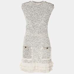 Pre Owned فستان إليزابيتا فرانشي توب بدون أكمام متوسط بيج/ أبيض، مقاس صغير