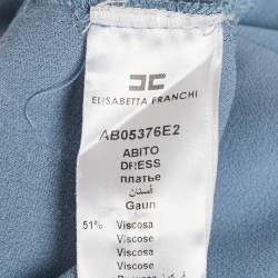 Pre Owned فستان إليزابيتا فرانشي أزرق فاتح بكريب قصير مقاس متوسط