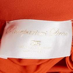 مملوكة مسبقًا فستان إليزابيتا فرانتشي برتقالي كريب مع تفاصيل درابية قصيرة مقاس متوسط