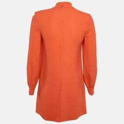 مملوكة مسبقًا فستان إليزابيتا فرانتشي برتقالي كريب مع تفاصيل درابية قصيرة مقاس متوسط