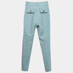 مملوكة  مسبقًا Elisabetta Franchi Blue Logo Printed Crepe Pants S