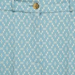 مملوكة مسبقًا Elisabetta Franchi Blue Logo Printed Crepe Pants S