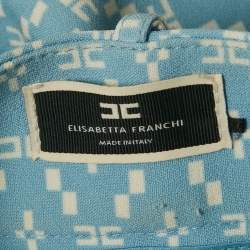 مملوكة مسبقًا Elisabetta Franchi Blue Logo Printed Crepe Pants S