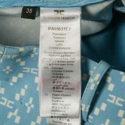 مملوكة مسبقًا Elisabetta Franchi Blue Logo Printed Crepe Pants S