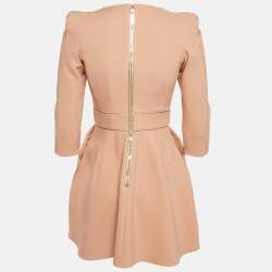 مملوكة مسبقًا Elisabetta Franchi Salmon Pink Crepe Shoulder Padded Mini Dress S