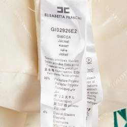 مملوكة مسبقًا جاكيت إليزابيتا فرانكي أخضر بنقشة شعار مزدوج الصدر قماش كريب مقاس صغير - سمول