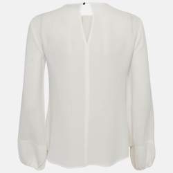 Pre Owned إليزابيتا فرانكي توب تفاصيل كريب أبيض بحجم صغير