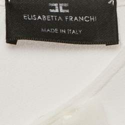 Pre Owned إليزابيتا فرانكي توب تفاصيل كريب أبيض بحجم صغير
