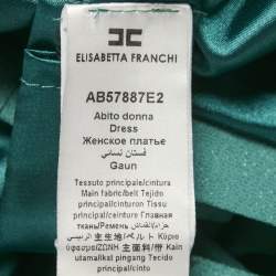 مملوكة مسبقًا Elisabetta Franchi Green Shimmering Crepe Belted Double Breasted Jacket M