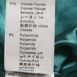 مملوكة مسبقًا Elisabetta Franchi Green Shimmering Crepe Belted Double Breasted Jacket M