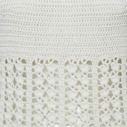 Pre Owned Elisabetta Franchi White Crochet Sheer Mini Dress S