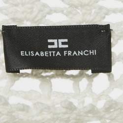 Pre Owned Elisabetta Franchi White Crochet Sheer Mini Dress S