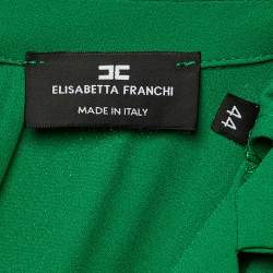 Pre Owned فستان إليزابيتا فرانشي قصير من كريب أخضر مع شراشيب قابلة للإزالة مقاس متوسط (ميديم)