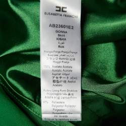 Pre Owned فستان إليزابيتا فرانشي قصير من كريب أخضر مع شراشيب قابلة للإزالة مقاس متوسط (ميديم)