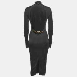Pre Owned Elisabetta Franchi Black Jersey Open back Midi Dress M