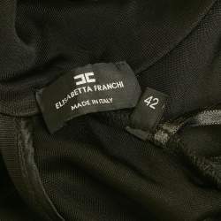 Pre Owned Elisabetta Franchi Black Jersey Open back Midi Dress M