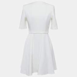 Pre Owned فستان إليزابيتا فرانشي أبيض مزدوج الصدر قصير مقاس صغير