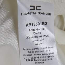 Pre Owned فستان إليزابيتا فرانشي أبيض مزدوج الصدر قصير مقاس صغير