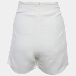 Pre Owned شورت إليزابيتا فرانكي كريب أبيض بتفاصيل إبزيم مقاس صغير - سمول