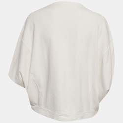 Pre Owned Elisabetta Franchi White Cotton Knit Zip Front Oversized Jacket M