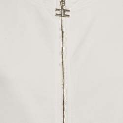 Pre Owned Elisabetta Franchi White Cotton Knit Zip Front Oversized Jacket M
