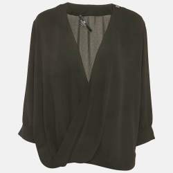 مملوكة مسبقًا إليزابيتا فرانكي بلوفر أسود ياقة عميقة بحجم كبير