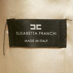 Pre Owned طقم جاكيت مزدوج الصدر وسروال صوف مزيج بيج إليزابيتا فرانكي كبير الحجم