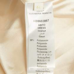 مملوكة مسبقًا فستان إليزابيتا فرانشي قصير من الكريب باللون الذهبي البيج مع شراشيب مقاس متوسط - ميديوم