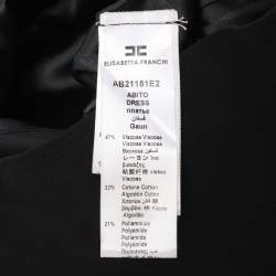 Pre Owned Elisabetta Franchi Black Floral Applique Fringe Mini Dress XL