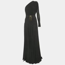مملوكة مسبقًا Elisabetta Franchi Black Jersey One Shoulder Maxi Dress S