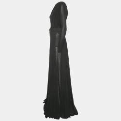 Pre Owned Elisabetta Franchi Black Jersey One Shoulder Maxi Dress S