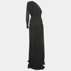 Pre Owned Elisabetta Franchi Black Jersey One Shoulder Maxi Dress S