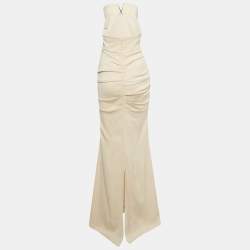 مملوكة مسبقًا Elisabetta Franchi Beige Stretch Crepe Strapless Maxi Dress M