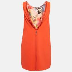 مملوكة مسبقًا Elisabetta Franchi 20th Anniversary Orange Crepe Shift Dress M